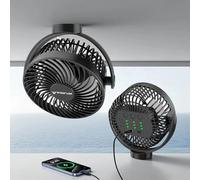 Ventilador magnético aprobado para cruceros, ventilador de viaje de 12000 mAh, funciona con pilas, con 3 velocidades, linterna LED, temporizador, se adhiere magnéticamente en techos y paredes de