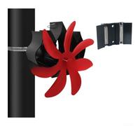 Ventilador magnético de estufa alimentado por calor para quemadores de leña, funcionamiento silencioso, 180 mm, aluminio negro (rojo brillante)