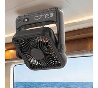 Ventilador magnético de viaje ELZO para cabina de crucero, recargable portátil de 5000mAh, operación silenciosa de 4 velocidades con gancho, esenciales aprobados para crucero 2026 para techo y pared