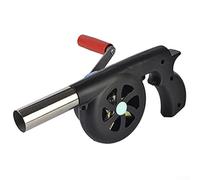 Ventilador manual para cocinar al aire libre, soplador de aire de manivela, fuelle de fuego, ventilador de parrilla, herramienta de cocina de madera, portátil, amarillo, 30 cm (negro (engranaje de