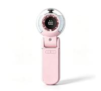 Ventilador Manual Plegable 3-en-1 Ventilador Portátil | Con Nebulizador Y Pantalla Digital Para Uso Manual Sobremesa Colgado Viajes Camping Exterior(Pink)