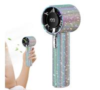 Ventilador Manual Portátil | Abanico Portátil Pequeño con Cristales | Accesorio Refrescante Recargable con Pantalla LED para Senderismo Viajes Acampada Exterior Hombre Mujer