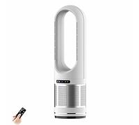 Ventilador moderno de refrigeración y calefacción, torre sin aspas de 46", calentador de ambiente de 2000 W, purificador de aire sin aspas con oscilación de 80°, 8 velocidades, temporizador