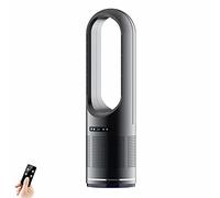 Ventilador moderno de refrigeración y calefacción, torre sin aspas de 46", calentador de ambiente de 2000 W, purificador de aire sin aspas con oscilación de 80°, 8 velocidades, temporizador