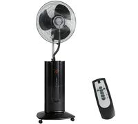 Ventilador nebulizador HOMCOM con depósito de 1,5 l, 3 modos y 3 velocidades, ventilador de pie con ruedas, oscilación de 120°, inclinación de 20°, temporizador de 9 horas, pantalla LED y mando a