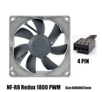 Ventilador NF-R8 Redux-1200/1800/1800PWM de 80 mm x 80 mm x 25 mm, 1200 RPM, bajo nivel de ruido, carcasa de 8 cm(NFR8 REDUX1800 PWM_NO RGB)