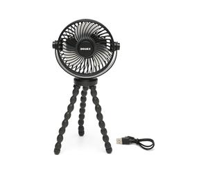 Ventilador para cochecitos Dooky Deluxe, ventilador universal con clip, aspas de espuma blanda, flexible en 360°, para cochecitos, sillas de bebé y parques infantiles, funciona con pilas, negro.