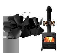 Ventilador para estufa de leña alimentado por calor: ventilador térmico silencioso, ventilador para eficiente, aspas de aluminio activadas | Distribución ecológica para el uso de calefacción de