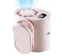 Ventilador pequeño con clip: equipo de refrigeración personal manos libres, accesorio de cordón portátil ligero de 120 g, compacto de regulación térmica de 6,6 cm, arquitectura de mate
