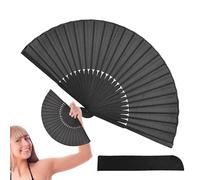Ventilador plegable de verano, ventilador de mano negro para verano, ventilador plegable con bisagra resistente para actividades al aire libre, áreas de trabajo, viajes, escuela, hogar