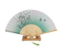Ventilador plegable manual: circulación silenciosa del flujo de aire, estampado floral de acuarela vintage, herramienta de enfriamiento portátil de bolsillo, borde de colgante de color aleatorio