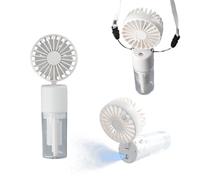 Ventilador Portatil 3 en 1, Ventilador de Mano Recargable usb con Niebla Agua, 4 Velocidades Ventilador Bolsillo Plegable 180° con Cordón, Ventilador Silencioso Hogar Oficina,Resistencia 6-8h (Blanco)