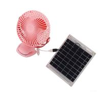 Ventilador portátil alimentado por energía solar con clip y base para mochila de tienda de campaña, monitoreo de energía basado en aplicaciones, material ABS de 5 V, color negro, tamaño de 17,5 x 21,5