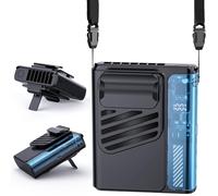 Ventilador Portatil Cintura Clip - Negro Bateria Recargable Ventilador Usb 10000rpm y 5 velocidades, ventilador camiseta con Pantalla Led, manos libres, Deportivo, Viaje, Trabajo, Camping, Regalo