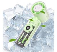 Ventilador portátil con función Ice Cool, diseño de viento mecha transparente recargable, dispositivo de viaje plegable con cordón de luz, para camping, picnic, viajes, oficina, hogar (verde claro)