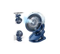 Ventilador Portátil con Nebulizador, Mini Ventilador Carro Bebe, ventilador Pinza 6000mAh Recargable, 360° Giratorio, USB-C con 4 Velocidades, Desk Clip Fan Luz LED para Oficina Hogar Carrito de Golf