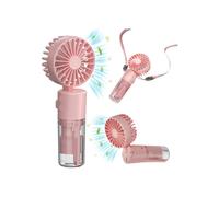Ventilador portátil con nebulizador, recargable, 4 velocidades, plegable, rosa, ventilador de refrigeración compacto para el hogar y los via
