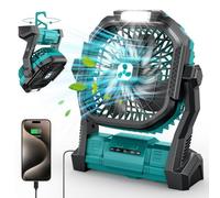 Ventilador Portátil de 20000 mAh, Ventilador USB con Linterna LED, Ventilador de Mesa con Batería y Puerto Type-C, Ventilador Recargable Perfecto para el Camping, los Viajes y la Playa Verde