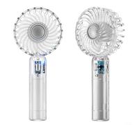 Ventilador portátil de mano con 3 velocidades y batería de 2500 mAh, fácil de llevar a cualquier lugar (blanco)