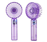 Ventilador portátil de mano con 3 velocidades y batería de 2500 mAh, fácil de llevar a cualquier lugar (morado)