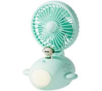 Ventilador portátil de mano con función de pulverización y luz nocturna LED - Flujo de aire ajustable recargable por USB para mini ventilador para viajes de camping - Compacto 14,3 x 20,5 cm (verde)