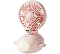 Ventilador portátil de mano con función de pulverización y luz nocturna LED - Flujo de aire ajustable recargable por USB para mini ventilador para viajes de camping - Compacto 14,3 x 20,5 cm (rosa)