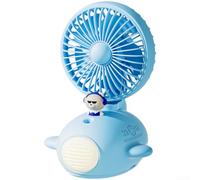 Ventilador portátil de mano con función de pulverización y luz nocturna LED - Flujo de aire ajustable recargable por USB para mini ventilador para viajes de camping - Compacto 14,3 x 20,5 cm (azul)