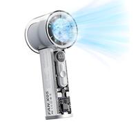 Ventilador Portatil de Mano Con Hielo Placa de Refrigeración, Mini Ventilador de Bolsillo Turbo Potente 14000RPM USB Recargable, Aire Acondicionado 1-100 Velocidad Pantalla Digital para Viajes, Blanco