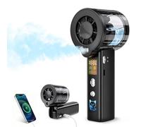 Ventilador Portátil de Mano con Nebulización, Mini Ventilador Recargable 3000mAh, 100 Velocidades Ajustables y Motor de 16000 RPM, Pantalla LED y Cordón, para Viajes, Camping, Maquillaje (negro)