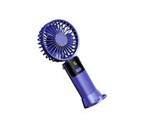Ventilador portátil de mano de 5 velocidades, pequeño escritorio de refrigeración silencioso con pantalla digital recargable por USB, mesa plegable
