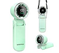 Ventilador Portátil de Mano,Mini Ventilador Turbo Ajustable de Velocidad(1-100) y Motor sin Escobillas,ventilador Personal Recargable 4000 mAh Con Pantalla Digital,Viajes/Camping/Al aire libre-Verde