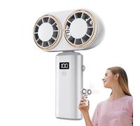 Ventilador portátil de mano-recargable, doble cabeza, 5 velocidades | Fan personal de exhibición digital para senderismo al aire libre, entrenamiento de gimnasia, deportes de festival, campamento en l