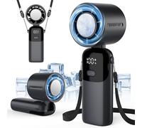 Ventilador Portatil de Mano Recargable USB, 100 Velocidades, Plegable con Pantalla LED, Turbo Ventilador Pequeño de Bolsillo, Funciona con Pilas, para Hogar, Oficina, Dormitorio, Viajes al Aire Libre