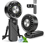 Ventilador Portatil, Mini Ventilador 4000mAh USB Silencioso Bateria Recargable 3 en 1 Pequeño Ventilador de Mano Pequeño Sobremesa con 5 Velocidades para Concierto Viajar Verano Oficina Camping