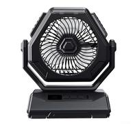 Ventilador portátil oscilante para campistas, con batería recargable y diseño conveniente (negro)