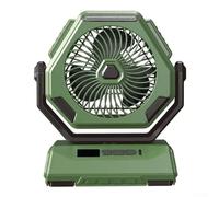 Ventilador portátil oscilante para campistas, con batería recargable y diseño conveniente (verde)