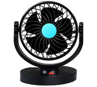 Ventilador portátil para automóvil, ventilador de 12 V de 2 velocidades ajustables, circulador de aire de enfriamiento de bajo ruido con rotación de 360 ° con encendedor de cigarrillos para tablero