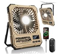 Ventilador Portátil para Camping con Batería de 20000 mAh, Ventilador de Viaje Recargable Ultradelgado de, Hasta 82 Horas de Duración de la Batería, Adecuado para Dormitorios y de Campaña (Caqui)