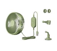 Ventilador portátil para coche - Ventilador refrescante para asientos traseros de coche - Circulador de aire 3 velocidades ajustables 360° giratorio con ventosa para camión coche RV