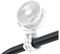Ventilador Portátil para Cochecito con Trípode Flexible, Recargable por USB, 3 Velocidades, Ideal para Cuna, Asiento De Coche, Viajes Y Uso Al Aire Libre. White