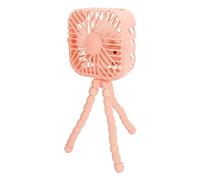 Ventilador Portátil para Cochecito, Ventilador de Camping Flexible con Luz LED, Colgante Cuadrado para Uso en Viajes (Rosa)