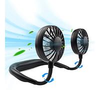 Ventilador portátil para el cuello, recargable, manos libres, mini USB, con banda para el cuello, 3 velocidades ajustables, rotación libre de 360 grados, perfecto para trabajar, viajar, oficina, leer