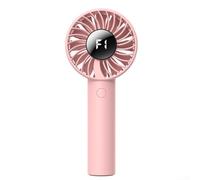 Ventilador portátil recargable con 5 ajustes de velocidad y pantalla digital, batería de 2000 mAh, carga USB, ligero y silencioso para uso diario (rosa)