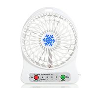 Ventilador portátil recargable de luz LED, mini escritorio, carga USB, enfriador de aire, 3 modos, regulación de velocidad, función de iluminación LED de refrigeración (blanco)