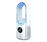 Ventilador portátil sin aspas con luz ambiental, humidificación y purificación, enfriador de aire con temporizador 6H con tanque de agua de 100 ml, ventilador eléctrico de escritorio vertical de baj