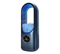 Ventilador portátil sin aspas con luz ambiental, humidificación y purificación, enfriador de aire con temporizador 6H con tanque de agua de 100 ml, ventilador eléctrico de escritorio vertical de baj