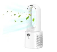 Ventilador portátil sin aspas - Ventilador de escritorio silencioso USB, ventilador pequeño | Ventilador de torre recargable con luz nocturna, ventilador de mesa silencioso de 6 velocidades para coche