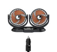 Ventilador portátil USB de 12 V para coche, ventilador de aire fuerte de 360 grados, 2 engranajes con 2 puertos USB, ventiladores portátiles oscilantes flexibles para escritorio silencioso