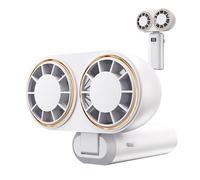 Ventilador portátil - ventilador de mano eléctrico, 2 en 1 Pantalla digital ligera, estructura de mango múltiple ahorra espacio. Desde el uso montado en el escritorio hasta el stoc