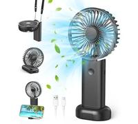 Ventilador Portatil,Ventiladores de Mano,Mini Ventilador Portatil USB con 3 Velocidades Ajustables,Ventiladores Silencioso Recargable de Escritorio Plegable para Camping,Viajes,Hogar,Oficina(Negro)